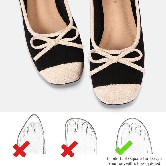 Women's Faux Suede Ballet Flats Two Tone Cap Toe Slip On Dressy Casual - Picture 3 of 5